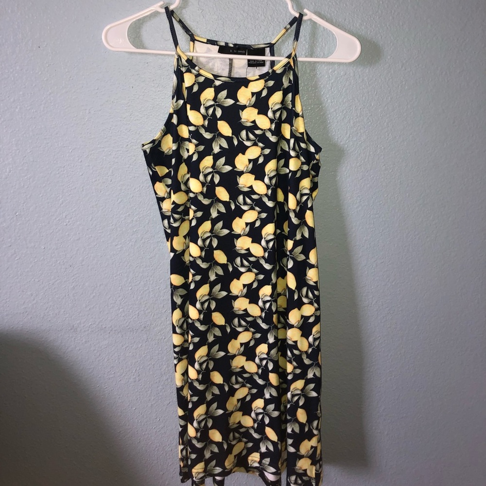 Lemon and navy dress
